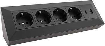 ChiliTec 4-fach Steckdosenblock, USB-A+C, schwarz (23790)
