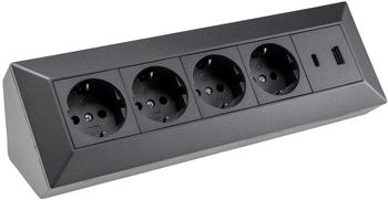 ChiliTec 4-fach Steckdosenblock, USB-A+C, anthrazit (23791)