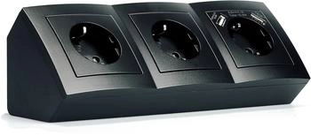McPower Tischsteckdose Flair mit 3x Schutzkontakt, 2x USB-A, schwarz