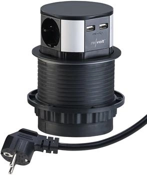 Revolt Desk recessed block 3 sockets USB Matte black
