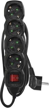 EMOS Steckdosenleiste PC1421R 4-fach 1,5m 1,5mm&sup2; Schalter schwarz (1922340151)