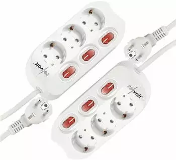 Revolt Power strip 3 sockets individual switches