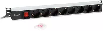 Equip 19" Steckdosenleiste 1U, 8-fach, 3m, Aluminium (333308)