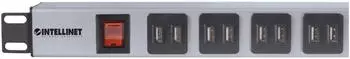 Intellinet 19" 1U Steckdosenleiste 16x USB-Ladeport, Netzschalter (164580)