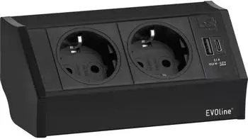 EVOline V-Dock Steckdosenelement 2x Schuko, USB-A + USB-C, schwarz (159360347101)