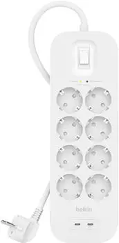 Belkin SRB004CA2M Steckdosenleiste 8-fach 2x USB-C PD Überspannungsschutz 900J 2m (SRB004CA2M)