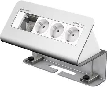 Kindermann CablePort desk&sup2; 4-fach Steckdosengeh&auml;use Alu, Oberfl&auml;che montierbar (7430000053)