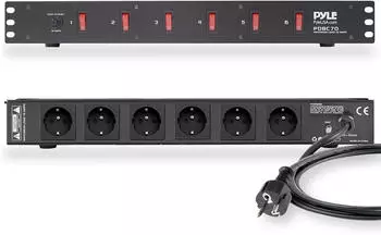 Pyle Rack-Steckdosenleiste 19" 1U 6-fach mit Überspannungsschutz & AC-Filter (PDBC70EU)