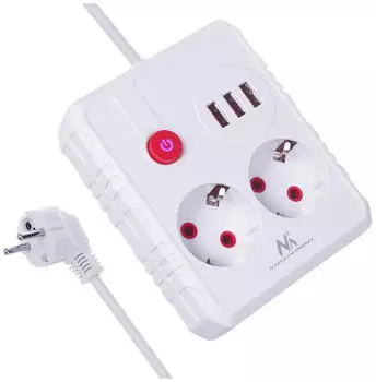 Maclean Steckdosenleiste Verl&auml;ngerungskabel 2 Steckdosen + 3 USB-Anschl&uuml;sse (5x USB-A 3 m)