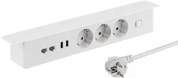 Maxtrack Tischsteckdose 3-fach Schutzkontakt, 2x USB, 2x LAN, 1,8m Kabel (NV64L)