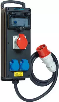 Walther-Werke Tragbare Vollgummi-Steckdosenleiste 16A RCD, CEE-Abgang, 2x Schuko (6410102A)