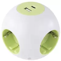 REV Ritter PowerGlobe Steckdosenw&uuml;rfel 4-fach USB weiss-gr.1.4m015408112
