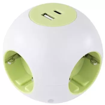 REV-Ritter PowerGlobe W&uuml;rfelsteckdose 4-fach 2x USB (Typ A & C) 3500W 1,4m gr&uuml;n (0015408112)