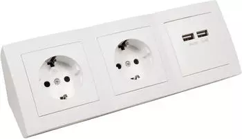 McPower Flair Steckdosenblock Aufbau 2-fach Schutzkontakt 2x USB wei&szlig;