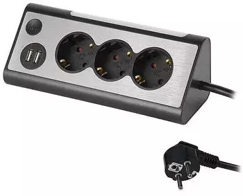 Maxtrack NV70-3L 3-fach Eck-Steckdosenleiste USB LED 3,0m Kabel (NV70-3L)