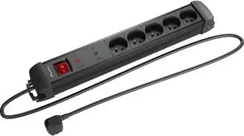 Lanberg SP1 Steckdosenleiste 5-fach 2500W 1.5m mit Schalter (SP1-05E-0150-BK)