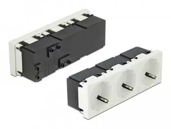 DeLock Easy 45 Schutzkontakt-Steckdose 3-fach 45&deg;-Anordnung 16A 250V wei&szlig; (81323)