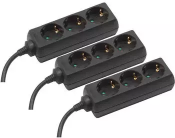Meister Tido Steckdosenleiste 3-fach, 3m Kabel, schwarz, IP20 (7430540)