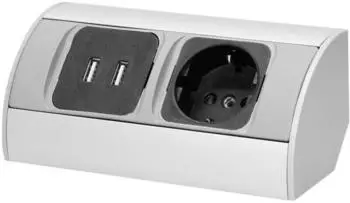 Orno AE-1310 Ecksteckdose 1 Fach 2x USB 45&deg; Aufbau-Montage 16A (AE-1310(GS))