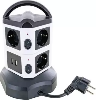Schwaiger Steckdosenleiste Steckdosentower 7xSchuko+2x USB (7x CEE 7/3 USB-A 1.80 m)