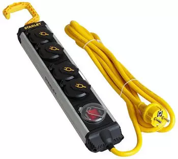 Stanley Steckdosenleiste 4-fach Aluminium IP44 Schalter 3m (SXECCA2LAFE)