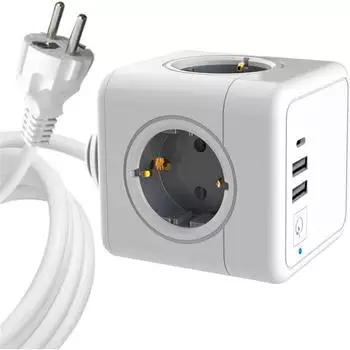 MicroConnect PowerCube 4x Schuko, 2x USB-A, 1x USB-C, 1,5m Kabel (W126986103)