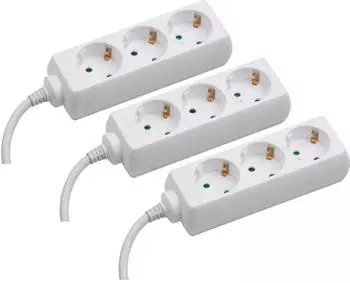 Meister Tido 3-fach Steckdosenleiste 3er-Set 3m Kabel weiß IP20 (7430800)
