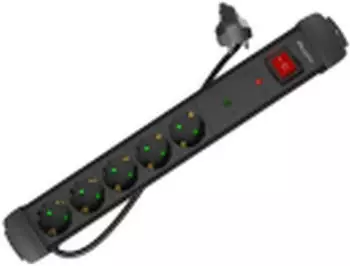 Lanberg SP1 Steckdosenleiste 5x Schuko, &Uuml;berspannungsschutz, Schalter, 5m (SP1-05F-0500-BK)