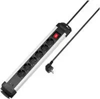 Sygonix SY-6807130 Steckdosenleiste mit Schalter 6fach Schwarz, Silber Schutzkontakt