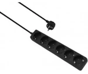 Helos Steckdosenleiste CLASSIC 6-fach schwarz 3,0m ohne Schalter (6x 3 m)