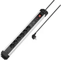 Sygonix SY-6805674 &Uuml;berspannungsschutz-Steckdosenleiste 6fach Schwarz, Silver