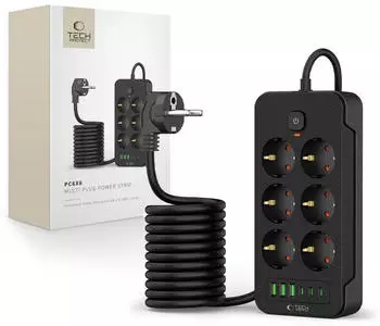 Tech-Protect Steckdosenleiste PC6X6 Power Strip (12x USB-A USB-C 2 m)