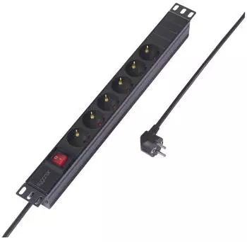 Sygonix Steckdosenleiste 19 Zoll 6-fach Schutzkontakt Schwarz (SY-6736978)