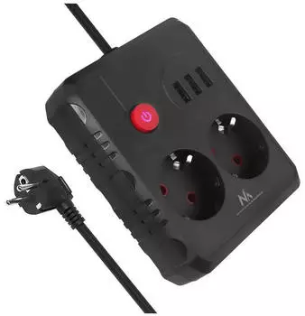 Maclean Steckdosenleiste Verl&auml;ngerungskabel 2 Steckdosen + 3 USB-Anschl&uuml;sse (2x USB-A 3 m)