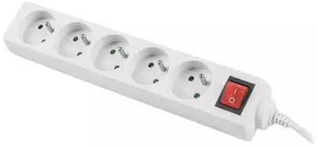 Lanberg Steckdosenleiste 5-fach 230V mit Schalter, 3m Kabel, Wei&szlig; (PS1-05E-0300-W)