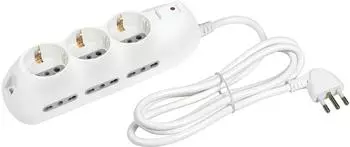 Bticino Steckdosenleiste 9-fach 10/16A mit Schalter 2500W 250V Weiß (3699DB)