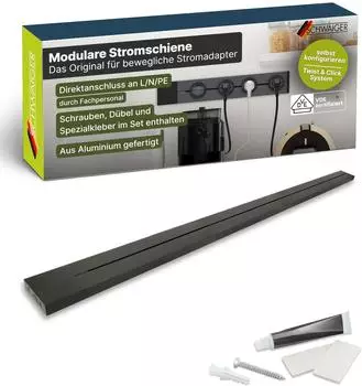 Schwaiger Powerrail modulare Stromschiene 100cm schwarz IP20 (MSLS1000)
