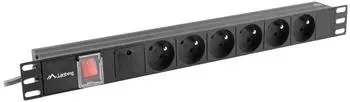 Lanberg PDU Rack-Steckdosenleiste 19" 1U 6x 230VAC 16A 2m (PDU-06E-0200-BK)