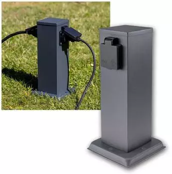 ChiliTec Steckdosens&auml;ule 2-fach 250V 16A IP44 Anthrazit (23444)