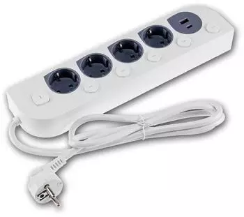 ChiliTec Tisch-Steckdosenleiste 4-fach USB-A/C Einzelschaltung 1,5m Kabel