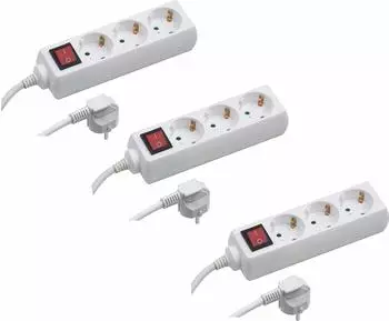 Meister Tido 3-fach Steckdosenleiste 3er-Set 1,4m Kabel weiß mit Schalter IP20 (7430590)