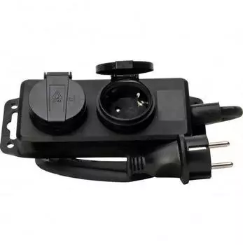 Kopp Steckdosenleiste 2-fach IP44 Schutzkontakt Schwarz (223002043)