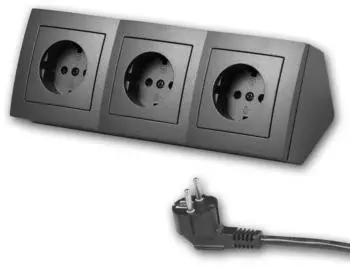 McPower Flair Tischsteckdose 3-fach, 250V/16A, anthrazit, 2m Kabel
