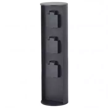 Licht-Erlebnisse ARKNON Steckdosens&auml;ule Aluminium Schwarz 3-fach IP44 3500W 40cm (LE127845)
