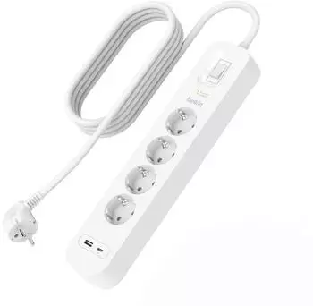 Belkin Connect Steckdosenleiste 4-fach &Uuml;berspannungsschutz USB-A+C 18W 2m (SRB001VF2M-V2)