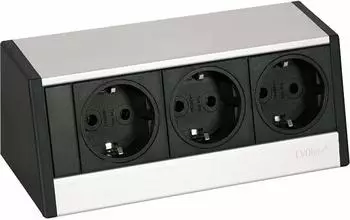 EVOline R-Dock Steckdosenelement 3x Schuko, alufarbig/schwarz (159800015000)