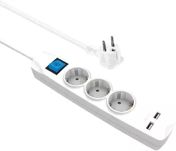 Maxtrack NV56 Steckdosenleiste 3-fach, 2x USB, weiß, 1,5m (NV56-1,5WL)