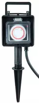 Heitronic Dubai Erdspie&szlig;-Energieverteiler 2-fach, Timer, IP44, 16A, 1,5m Kabel (35465-HE)