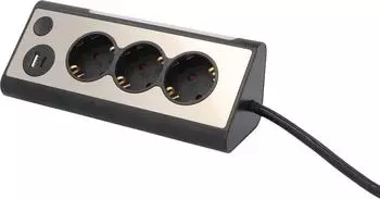 Unitec Steckdosenleiste 3-fach, 2x USB, Touch-Schalter, IP20 (009626)