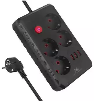 Maclean MCE393 Steckdosenleiste 4-fach 3xUSB 2500W 45&deg; schwarz 3m (MCE393)